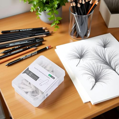 70 Pcs/Box Mechanical Pencil Eraser Refills 2.3mm/5mm Replacement with Storage Box Sketch Eraser Pen Refill Standard Pencil Erasers