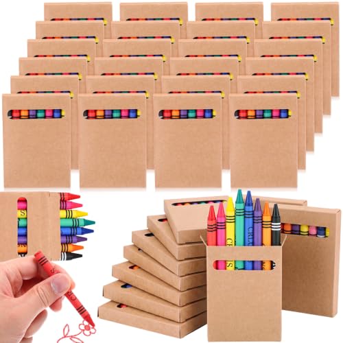Resurhang 24 Sets/192 Pcs Crayons Bulk 8 Color Back to School Gifts Individual Packs Mini Wrapped Wax Washable Crayons for Student School Supplies Classroom Rewards Gifts - color: 8 Color
