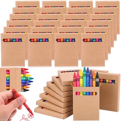 Resurhang 24 Sets/192 Pcs Crayons Bulk 8 Color Back to School Gifts Individual Packs Mini Wrapped Wax Washable Crayons for Student School Supplies Classroom Rewards Gifts - color: 8 Color