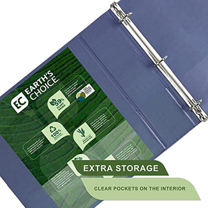 Samsill Plant-Based 3 Inch Durable D-Ring, View Binder, Eco-Friendly, USDA Certified Biobased, Single, Midnight Indigo - color: Indigo Blue, size: 3-Inch