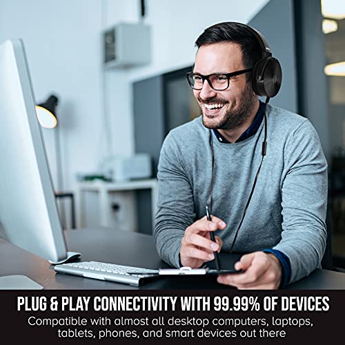Sonitum Classroom Headphones-Bulk 10-Pack, Student On Ear Comfy Swivel Earphones for Library, School, Airplane, Kids-for Online Learning and Travel, HQ Stereo Sound 3.5mm Jack (Black with Microphone) - color: Black With Microphone