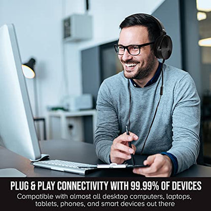 Sonitum Premium Classroom Headphone & Mic Set 3.5mm Jack Stereo Sound Earphones with Microphone & Soft Swivel On Ear Pads- Perfect for E-Learning, Meetings, Calls - Bulk Pack of 5 (Black) - color: 5 pack Black