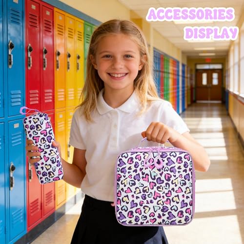 Rolling Backpacks for Kids Backpack for Girls with Lunch Bag Pencil Case 16.5" Kids Backpack with Wheels Roller Backpacks for Girls - color: Ziseaixin