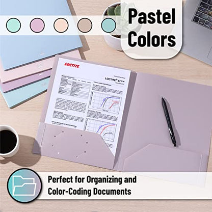Mr. Pen- Plastic Folders with Pockets, 5 pcs | Aesthetic File Folder with Business Card Slot, 2-Pocket Folder, Back to School, Office, Filing Supplies - color: Pastel Colors, size: 5 Pack