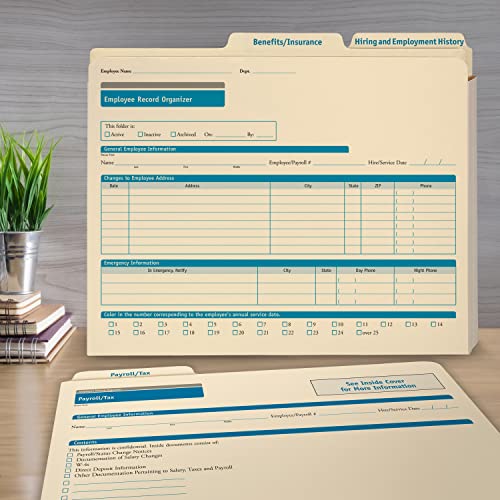 ComplyRight Employee Record Organizer 3-Folder Set, Pack of 25 | 9-1/2" x 12" x 1-1/4", Document Filing Folder for Businesses, HR Employee Management Documentation Office Supplies - style: 3-Folder Set