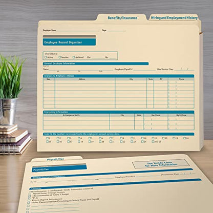 ComplyRight Employee Record Organizer 3-Folder Set, Pack of 25 | 9-1/2" x 12" x 1-1/4", Document Filing Folder for Businesses, HR Employee Management Documentation Office Supplies - style: 3-Folder Set