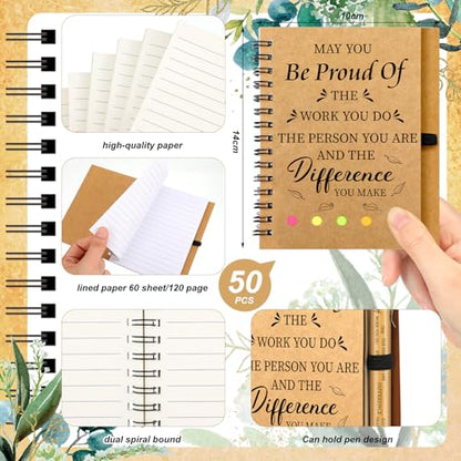 Yeaqee 100 Pcs Employee Appreciation Gifts Inspirational Gifts Set Mini Spiral Notebooks with Pen May You Be Proud of The Work You Do Motivational Thanks Gift for Staff Coworkers (Proud) - style: Proud