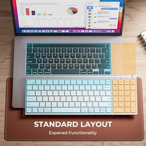 iClever BK10 SE Bluetooth Keyboard for Mac, Multi-Device Slim Wireless Keyboard with Numeric Keypad, Standard Full-Size Keys, USB-C Rechargeable, Compatible with iPad Windows iOS Android - color: Silver
