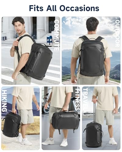 Rolling Laptop Backpack, Carry on Backpack with Wheels, Water Resistant Carry on Suitcase with 2 Packing Cubes, TSA Large Travel Wheeled Backpack for Men to Airline Work Business, Black - color: Black-518