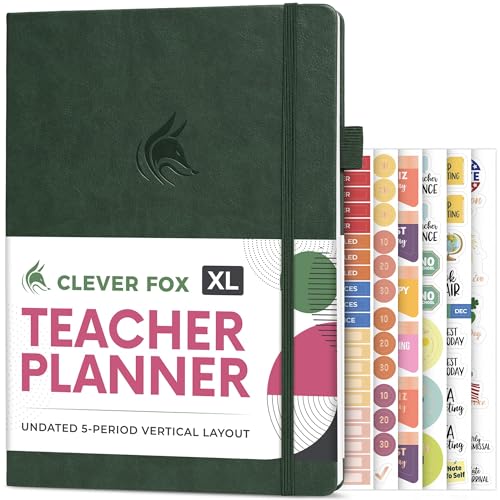 Clever Fox Teacher Planner, School & Homeschool Book, A4 Size Dark Green | Undated, 8.5x11, lay-flat binding, heavy-duty hardcover, teacher lesson weekly & daily planner, homeschool supplies - color: Dark Green, size: A4 (8.5" x 11")
