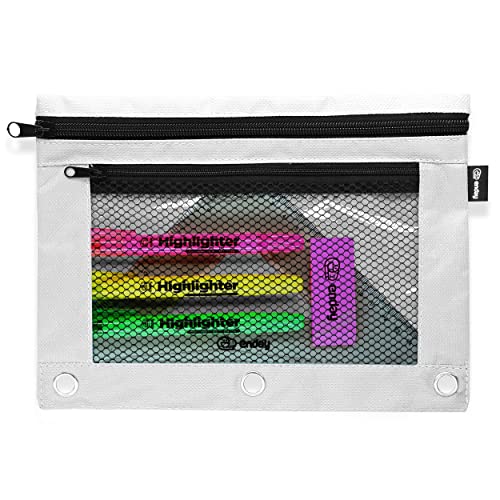 Enday Grey Pencil Pouch For 3 Ring Binder, Zippered Binder Pencil Pouches, 3 Ring Pencil Pouch for Binder, Pencil Case for Binder, Large Pencil Bags for School, Home, and Office - color: Grey, size: 1