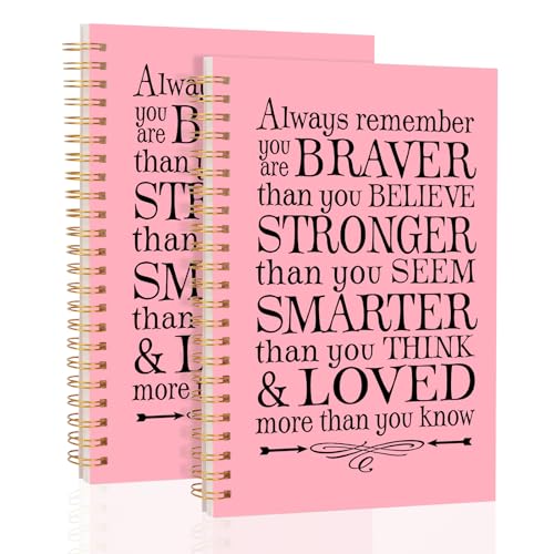 2Pcs Spiral Journal Notebook for Women Men, A5 Motivational Journal with 100 Pages, College Ruled Hardcover Notebook for Office School Home, Inspirational Gifts Encouragement Gifts - color: Pink