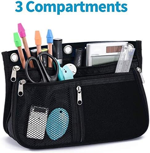 Sooez Pencil Pouch for Binder, Expandable Zipper Pencil Pouch, Fabric Pencil Pouches Binder Pockets, Large Capacity Binder Pouch, Pencil Case, 3 Ring, Black, 2 Pack-Grey & Pink - color: Grey & Pink