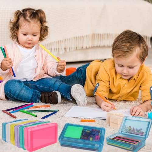 SFLHHDM Large Pencil Box, Double Layer Capacity Pencils Holders, Clear Hard Pen Case with Snap-tight Lid, Plastic Pencil Case for Office School, Pen Boxes Storage School Box (Navy Blue-1pcs) - color: Navy Blue-1pcs