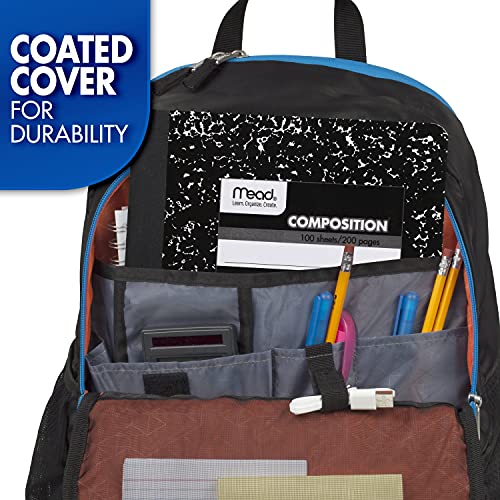 Mead Composition Notebook, College Ruled Paper, 9-3/4" x 7-1/2", 100 Sheets, Black Marble (09932) - color: Black, size: Pack of 1