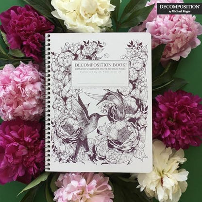 Decomposition Hummingbirds College Ruled Spiral Notebook - 9.75 x 7.5 Journal with 160 Lined Pages - 100% Recycled Paper - Notebooks for School Supplies, Home & Office - Made in USA - color: Hummingbirds