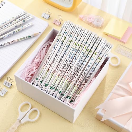 Tenceur 48 Pcs 4th Graders Pencils Bulk Motivational Pencils with Erasers Inspirational Pencil with Back to School Supplies for Kids Student Teacher Classroom Reward - style: 4th Graders
