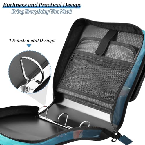 Personalized Sea Turtle D-Ring Binder Bag Multi-Pocket Zipper Organizer with Handle and Detachable Shoulder Strap Holds 500 Sheets for School Office Supplies - color: Dhb-007