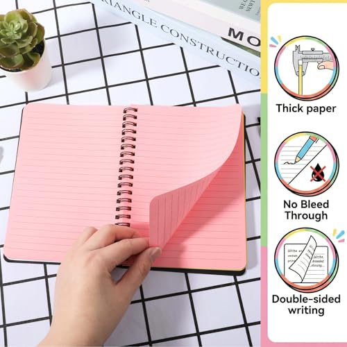8 Pack 5 x 7 Inch Spiral Notebook, 100 Sheets/200 Pages Spiral Journals Note Books with Durable Poly Cover, 7 Bright Neon Colored Lined Paper Memo Pads Journaling Notebook for School, Office
