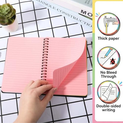 8 Pack 5 x 7 Inch Spiral Notebook, 100 Sheets/200 Pages Spiral Journals Note Books with Durable Poly Cover, 7 Bright Neon Colored Lined Paper Memo Pads Journaling Notebook for School, Office