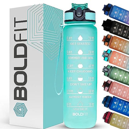 Boldfit Sipper Bottle for Adults - Water Bottle with Motivational Time Markers for Kids, School Boys, Girls, Sports Water Bottles for Gym with Measurement BPA Free Water Bottles Mint Green