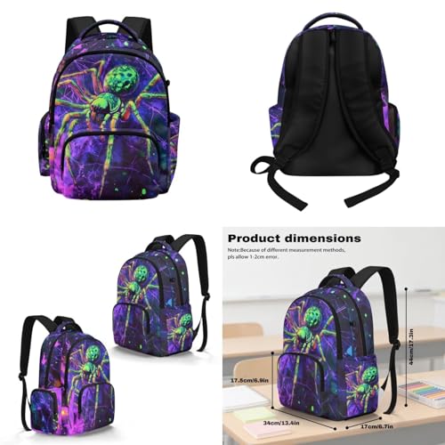 Cool Spider Venom Backpack for Boys Girls Backpack with Lunch Box Water Bottle Pouch and Cool Pencil Case 4PCS Set Bookbag with Front Pocket for School Large Elementary Middle High School - color: Cool Spider Venom