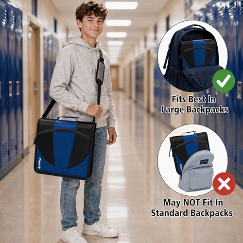 Case-it The Dual 2-in-1 Zipper Binder | Two 1.5-Inch D-Rings, 600 Sheet Capacity, Pencil Pouch & Multiple Pockets | School & Office Organizer with Shoulder Strap | Dual-101 Jet Black | 6 Pack