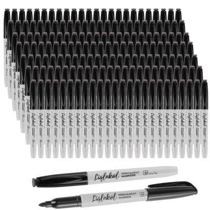 Permanent Markers Bulk, 188 Pack Fine Tip Black Permanent Marker Set, Waterproof Markers, Waterproof, Quick Drying, Office Supplies for School, Office,