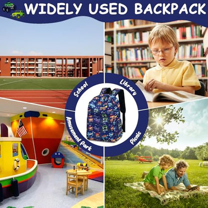 CAMTOP Backpack for Kids, Boys Girls Preschool Backpacks with Lunch Box Toddler Kindergarten School Bookbag Set - color: Monster Truck-navy