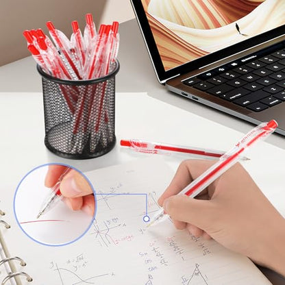 WY WENYUAN 12 Pack Red Gel Pens, 1.0mm Bold Point Smooth Writing Pens for Teachers & Students, Quick Dry Smudge-Free Ink Pens for Grading, Editing, Note Taking, Journaling & Office Marking - color: Red