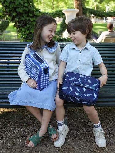 Yumbox Kids Insulated Lunch Bag, Fits Lunch Box & Bottle, Vichy Blue | Holds Lunch Box & Water Bottle | 3 Ways to Carry | Insulated EVA Lining | Wipe-Clean Fabric | Lightweight Design - color: Vichy Blue
