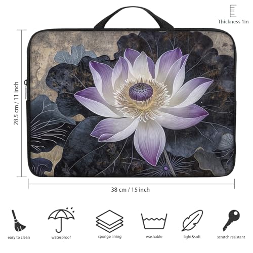 Laptop Sleeve Bag with Handle Computer Protective Soft Cover Case for 14 Inch 13 Inch Laptop,Lotus Chinese Painting - color: Lotus Chinese Painting