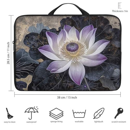 Laptop Sleeve Bag with Handle Computer Protective Soft Cover Case for 14 Inch 13 Inch Laptop,Lotus Chinese Painting - color: Lotus Chinese Painting
