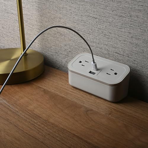 CubieMini - Tabletop Power Strip Charging Station with Outlets and USB Ports (Latte) - color: Latte