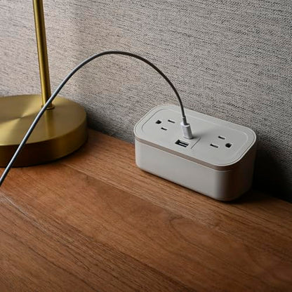 CubieMini - Tabletop Power Strip Charging Station with Outlets and USB Ports (Latte) - color: Latte