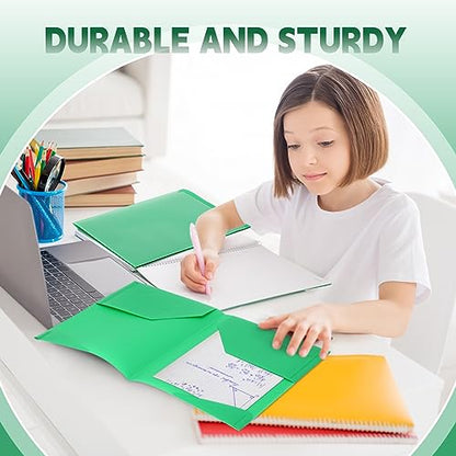 Henoyso 36 Pack Green Plastic Folders with Clear Front Pockets Heavy Duty File Folders with 2 Pockets and Card Slot for Student Communication School Office Presentation Report - color: Green