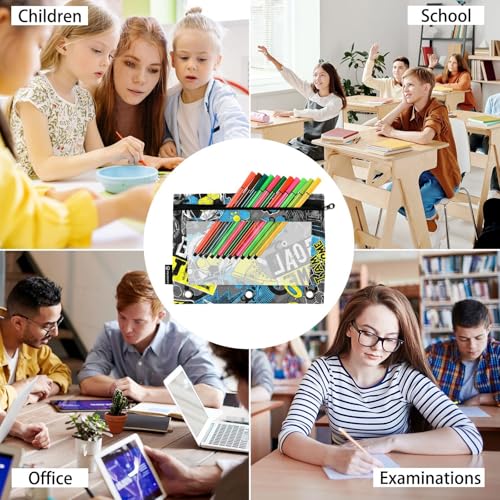 ZAZYXTJ Soccers Binder Pencil Pouchs 3 Ring with Zipper Clear Window | Office Organizers bag for School Students Teacher Supplies 2 Pack - color: Soccers