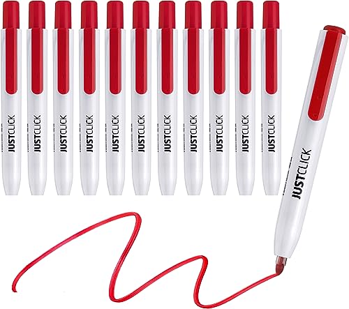 carrotez Retractable Dry Erase Markers, Click Dry Erase Whiteboard Markers, Bullet Tip, Thin Barrel, 12 Count, Red - color: Red
