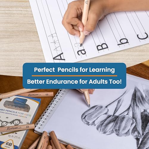 Learning Pencils For Toddlers 2-4 Years–Kids Pencils For Beginners, Toddlers And Preschoolers, Jumbo Triangle Shape With Soft Graphite (8pk+Sharpener) - style: 8 Pack + Sharpener