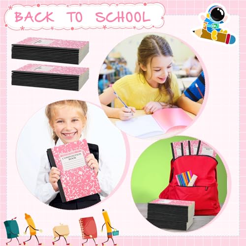 Fainne 100 Pack A5 Composition Notebooks Bulk College Ruled Composition Notebooks Marble Covers Notebook for Student Classroom Office Supplies 30 Sheet/60 Page(Pink) - color: Pink