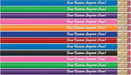 Express Pencils™ - Personalized Pencils Round Custom Imprinted with your Name - Text - Logo - Message- 12 pkg - Includes Personalization - Great Gift Ideas (Assorted) - color: Assorted