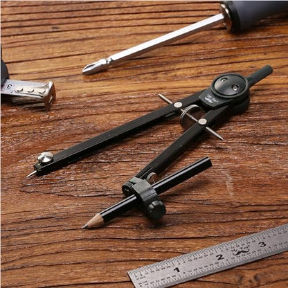 Mr. Pen- Metal Geometry Compass, Center-Wheel Design | Precision Drafting Compass with Pencil for School & Technical Drawing, Draws Circles up to 11 Inches Diameter - color: Black