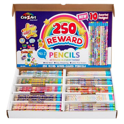Cra-Z-Art Classroom Reward Pencils Classpack 250 Count Featuring 10 Unique Designs