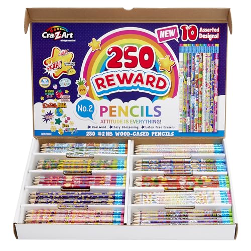 Cra-Z-Art Classroom Reward Pencils Classpack 250 Count Featuring 10 Unique Designs
