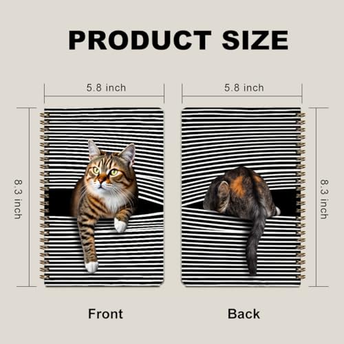 2 Pcs Cat Gifts A5 Spiral Notebook, Funny Cats Journal Notebook 160 Pages | Cute Cats College Ruled Spiral Notebooks, Hardcover Journals for Writing Office, Cat Lover Gifts for Women Friends - color: Multicolour 0036