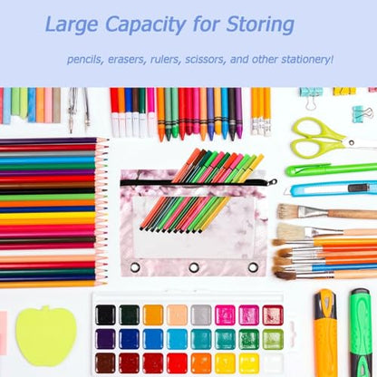 Studying 2 Pack Spring Cherry Blossom Tree Branch 3 Ring Binder Pencil Pouch Bags,Clear Window Zipper Storage Case for Boys Girls School Office Supplies Cosmetics Organizers - color: Multi-cherry Blossom