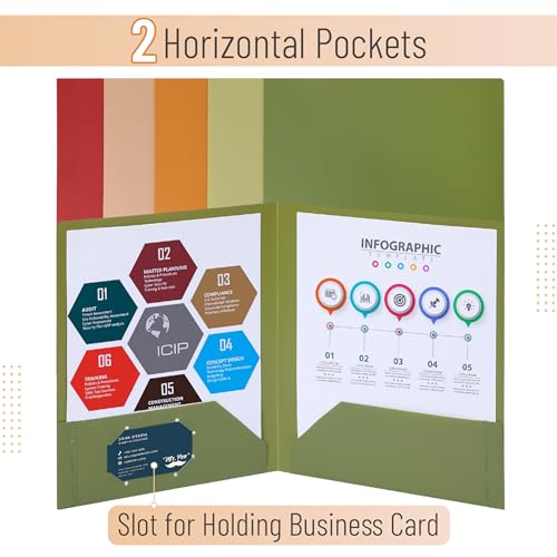 Mr. Pen- Plastic Folders with Pockets, 5 pcs | Aesthetic File Folder with Business Card Slot, 2-Pocket Folder, Back to School, Office, Filing Supplies - color: Terracotta, size: 5 Pack