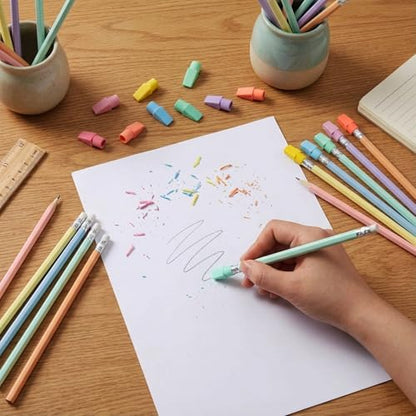 Gersoniel 24 Pack Pastel Macaron No.2 HB Pencils with 48 Eraser Caps, Aesthetic Cute Wooden Unsharpened Writing Pencils Bulk for Journaling, Planning, Office and Creative Workspaces - color: macaron Colors