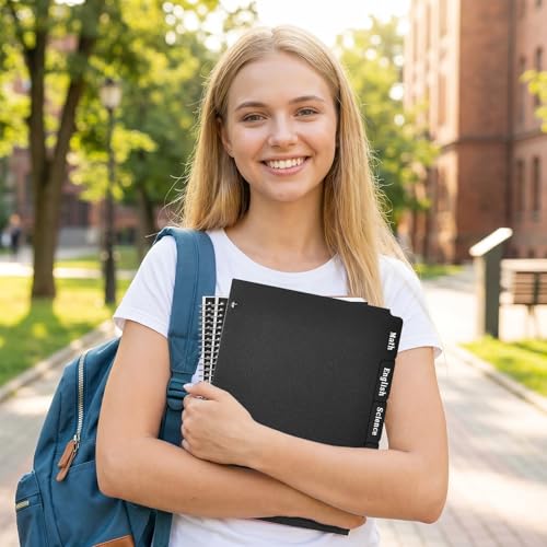 2 Set Black Binder Dividers with 5 Tabs, Plastic Binder Divider for 3 Ring Binders, 8.3 x 11 Inch Index Divider for Binders with 3 Hole for Office School Notebooks, 10 Dividers Total