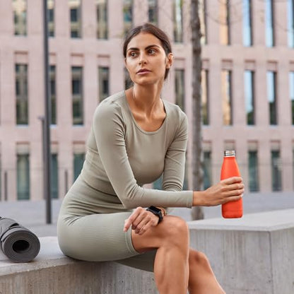 Mont-Clair Stainless Steel Water Bottle, Vacuum insulated - BPA Free, 12h Hot & 24h Cold Drinks, Metal Water Bottle 17 oz Leakproof, Ideal for Adult, Kids, Running - Orange - color: Orange, style: 17 Ounces